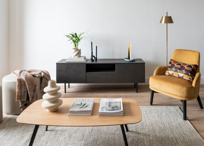 Sitting Room with a coffee table in the foreground