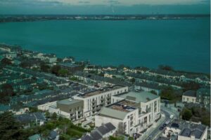 Aerial view of the Rockpoint apartments